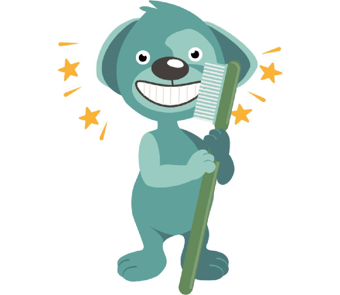 petsXL Oskar mit Zahnbürste