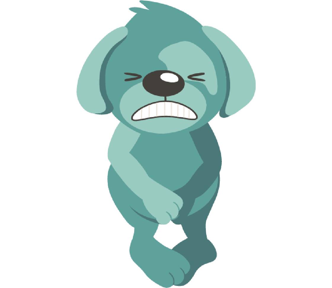 Dog Oskar has abdominal pain